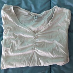 White Cinched Long Sleeve Top
